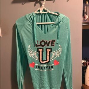 Teal Love U Forever Hoodie